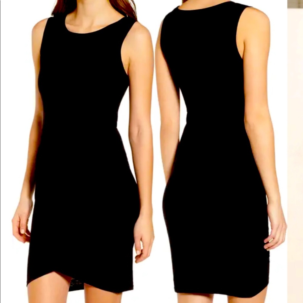 LEITH body con black dress with ruching. Worn once. Very flattering